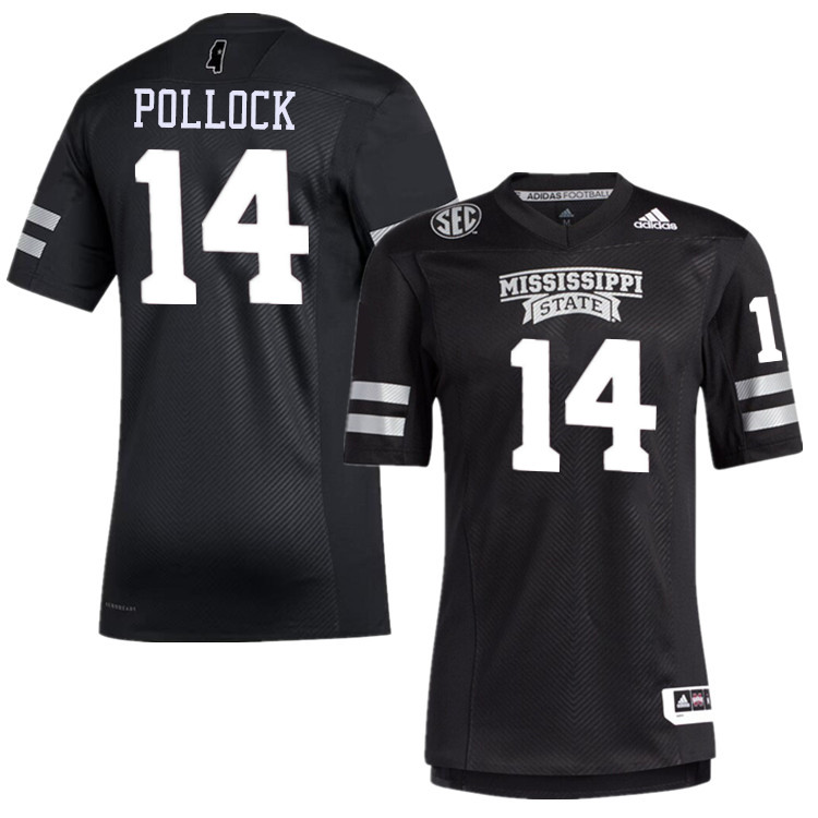 Men #14 Brice Pollock Mississippi State Bulldogs College Football Jerseys Stitched-Black